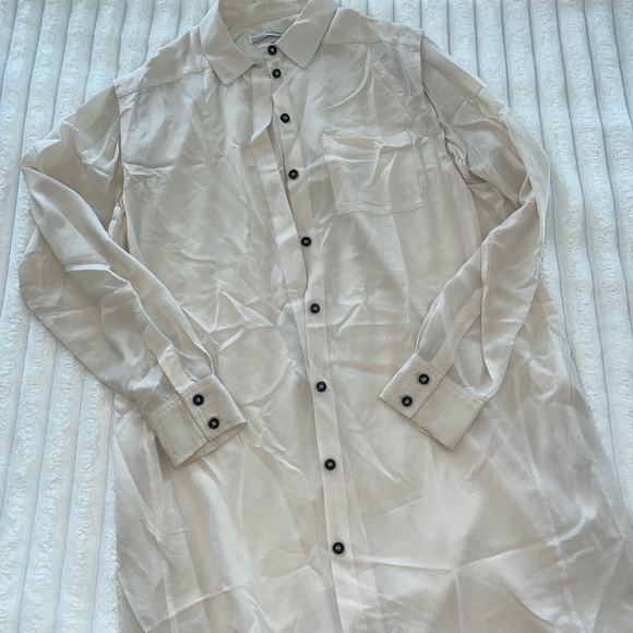 All Saints Madison Ivory Silk Cream Shirt Dress Size 8 - Picture 6 of 12